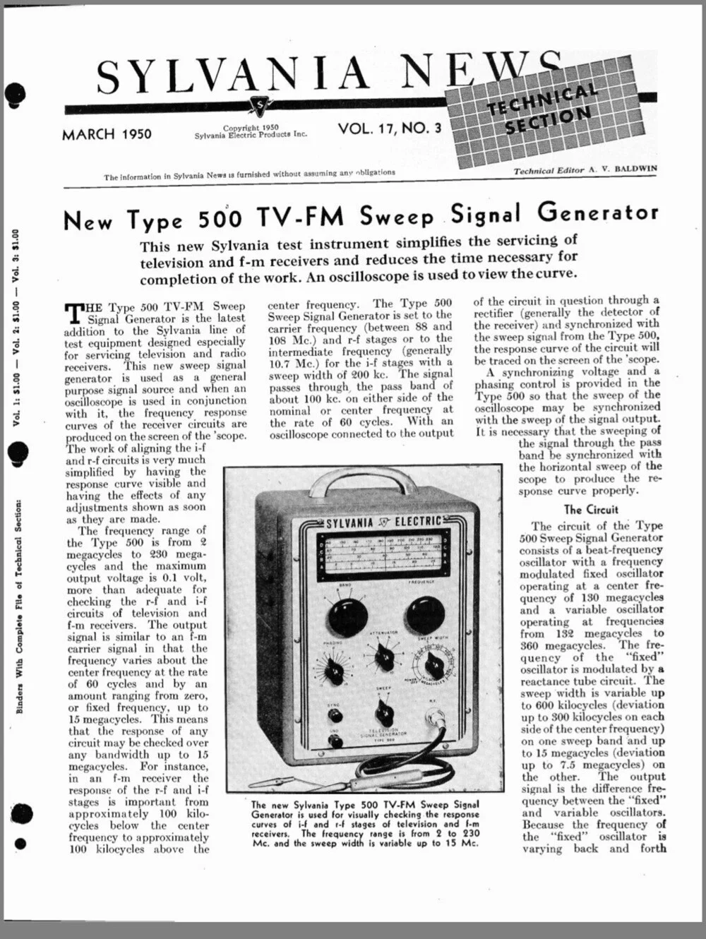 Sylvania Electric Oscilloscope Type 1322 Vintage TV-FM Sweep Signal Generator